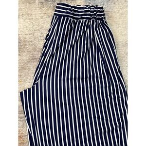 Robert Louis Women's Navy White Striped Dress Pants XL Wide Leg